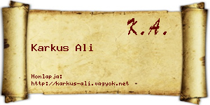 Karkus Ali névjegykártya